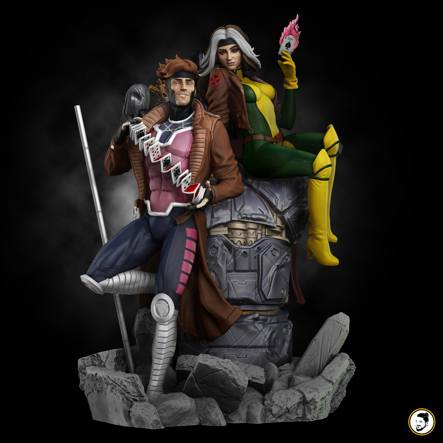 Gambit and Rogue X-MEN STL file for 3D printing