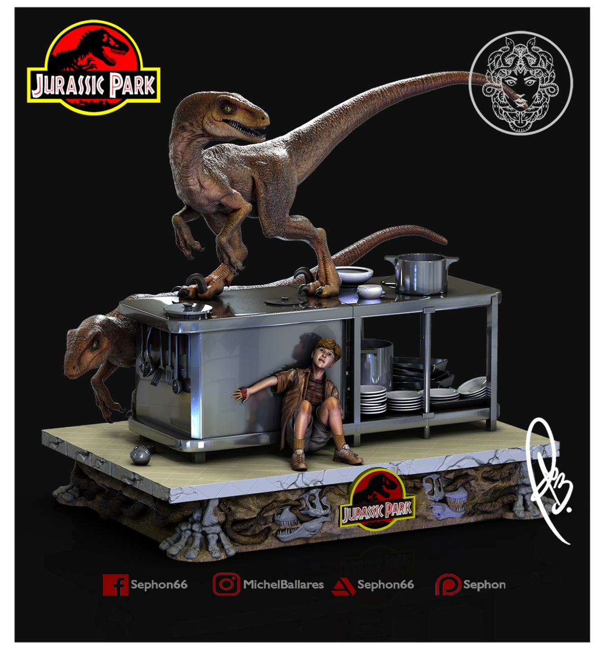 Jurassic Park Kitchen Scene STL file for 3D printing