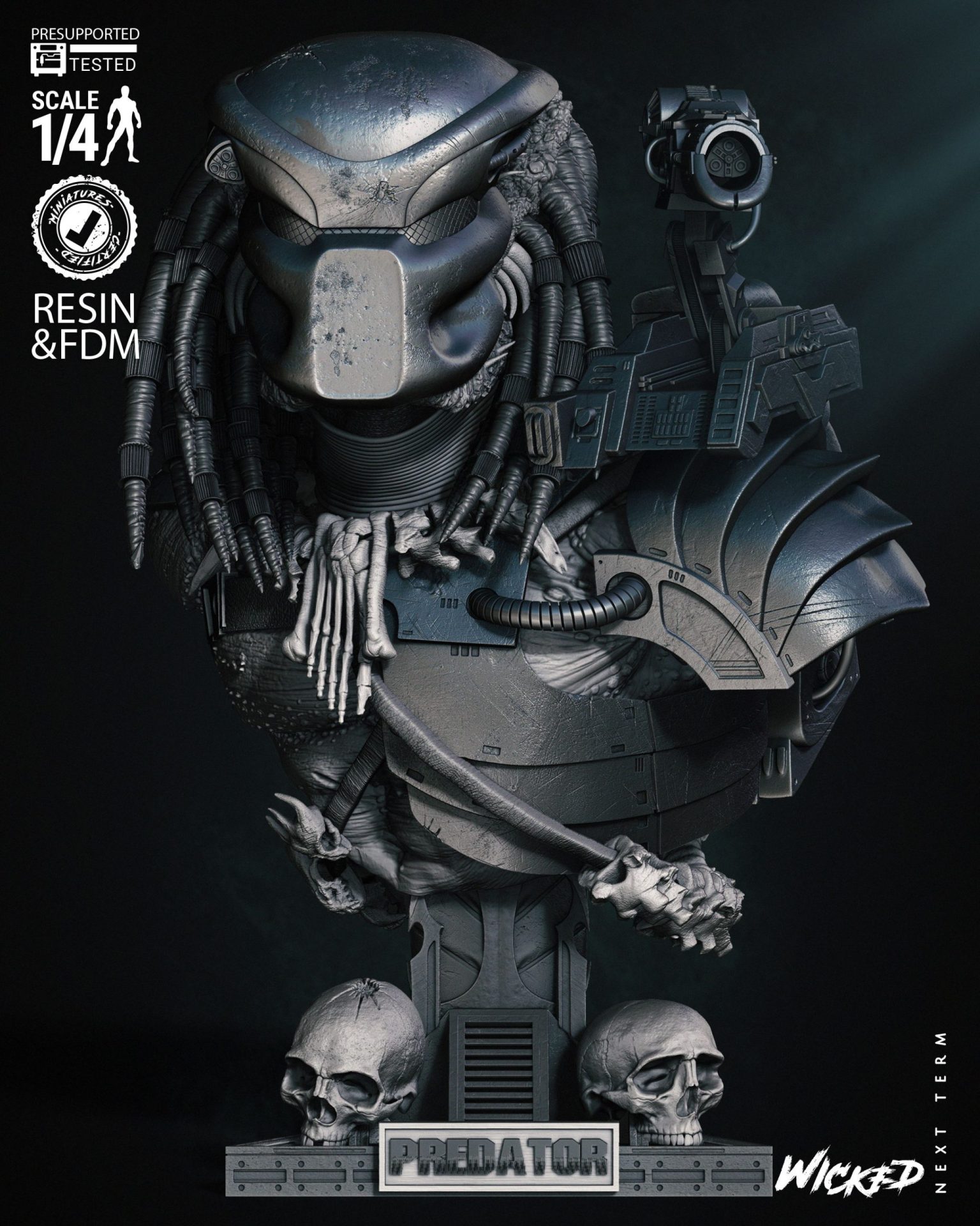 Predator Bust STL file for 3D printing