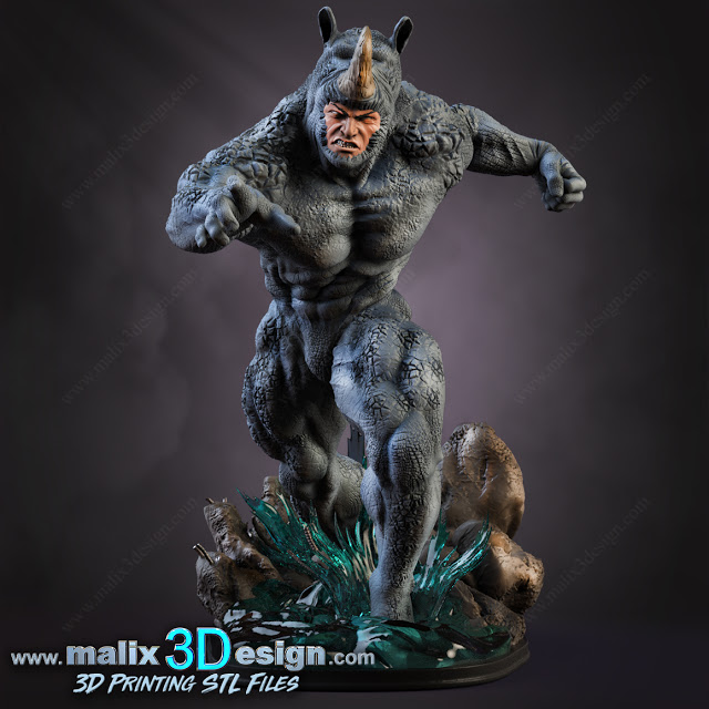 Rhino Marvel STL file for 3D printing