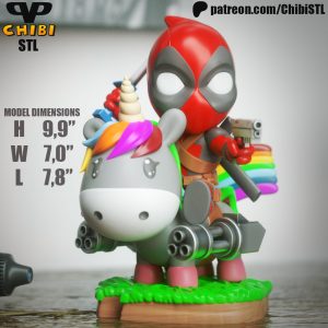 Deadpool on Unicorn Chibi