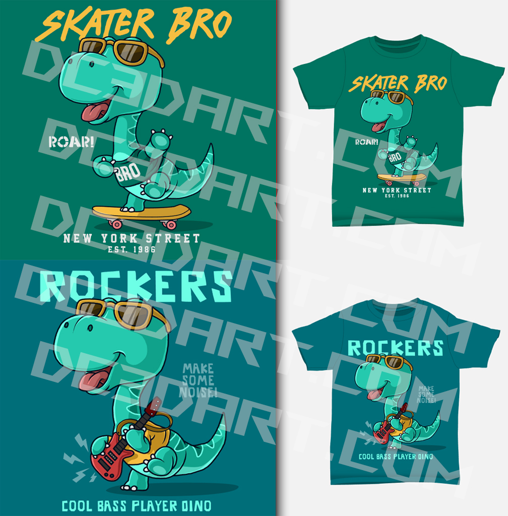 Bundle T-Shirt design - Dino cartoon - EPS Vector Files - Image 2