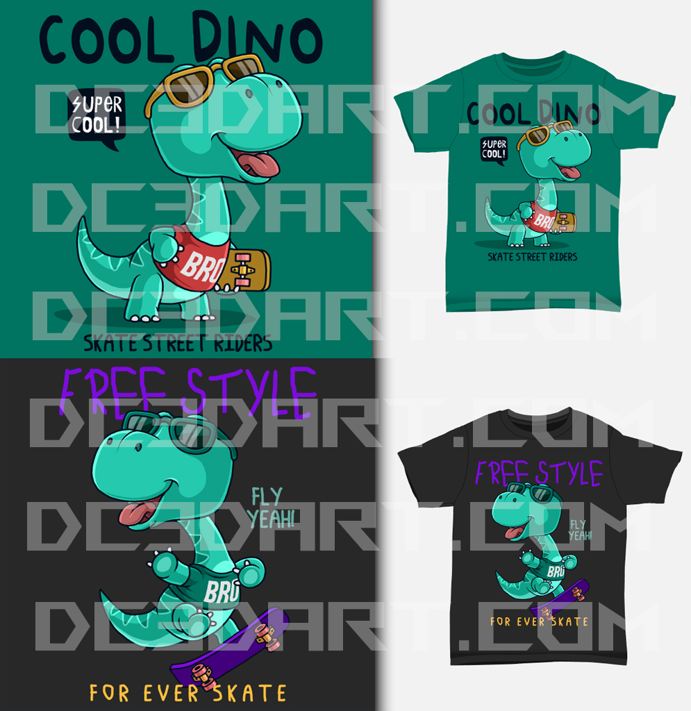 Bundle T-Shirt design - Dino cartoon - EPS Vector Files - Image 3
