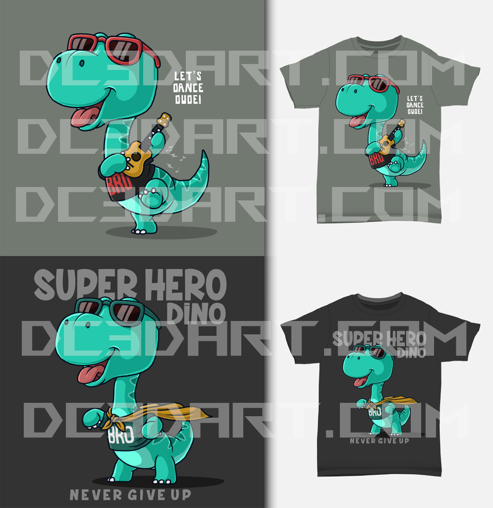 Bundle T-Shirt design - Dino cartoon - EPS Vector Files - Image 4