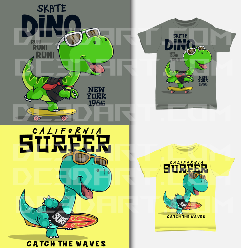 Bundle T-Shirt design - Dino cartoon - EPS Vector Files - Image 5