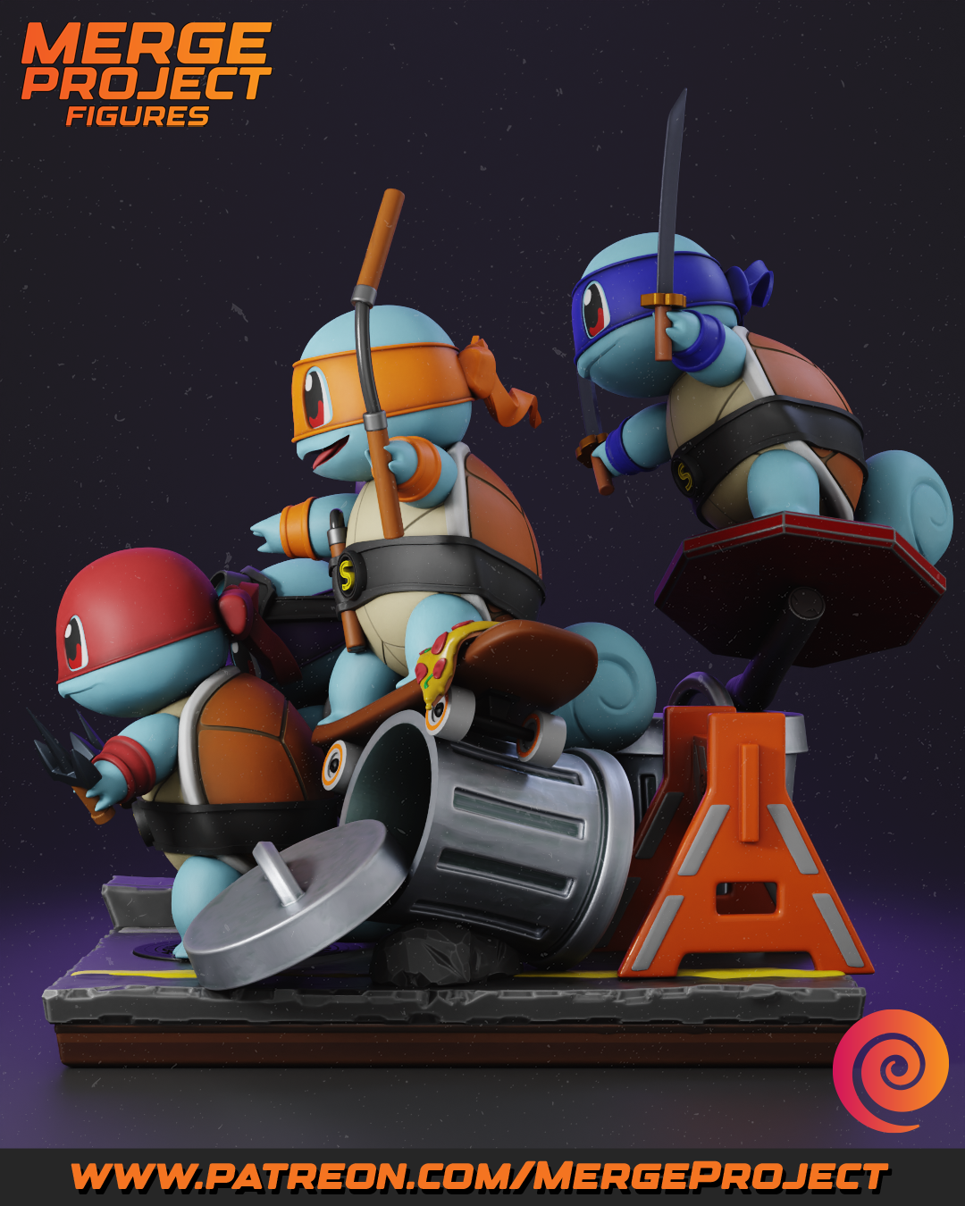 Squirtles - Pokemon -TMNS - STL 3D printable model - Image 3