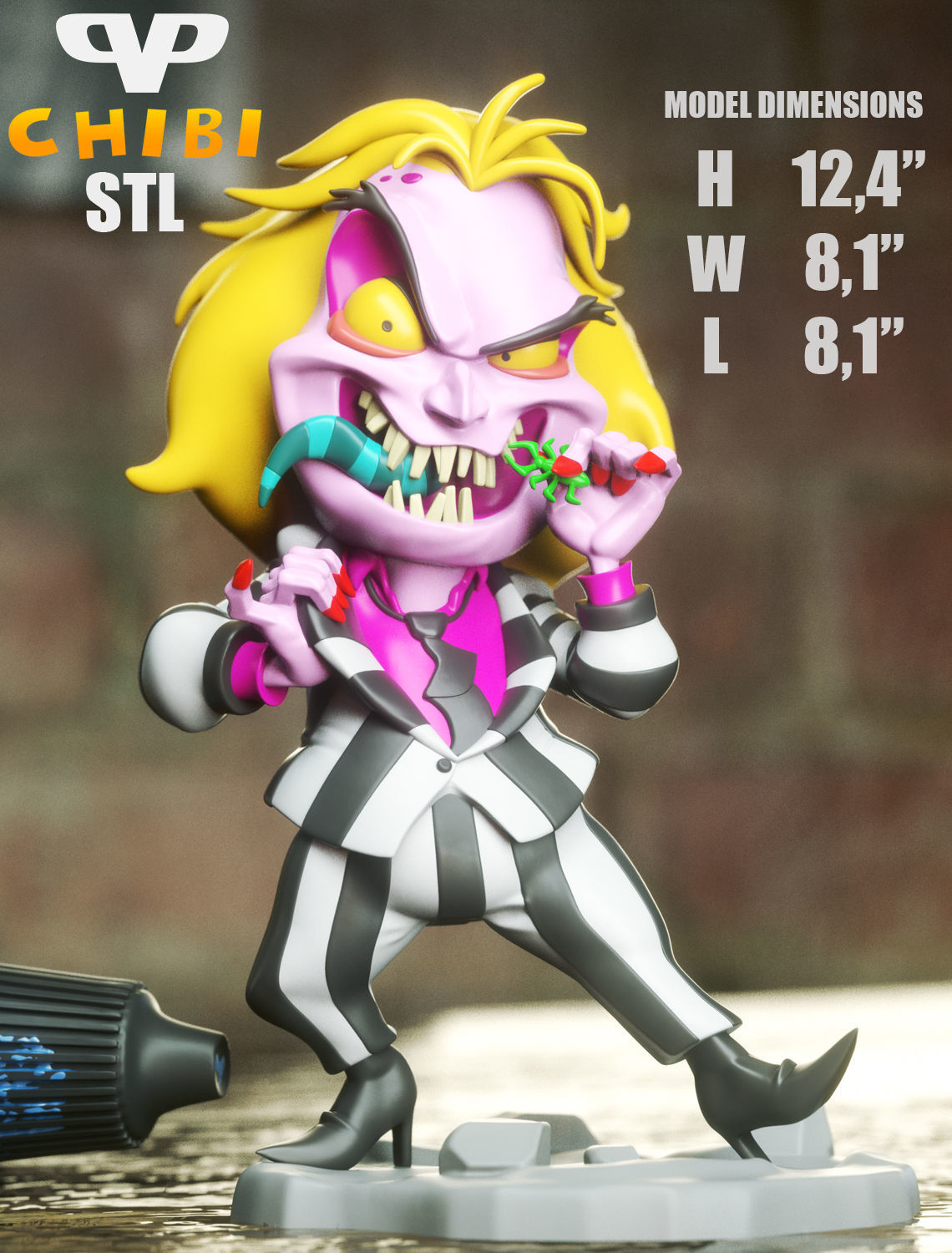 Beetlejuice Chibi STL file for 3D printing