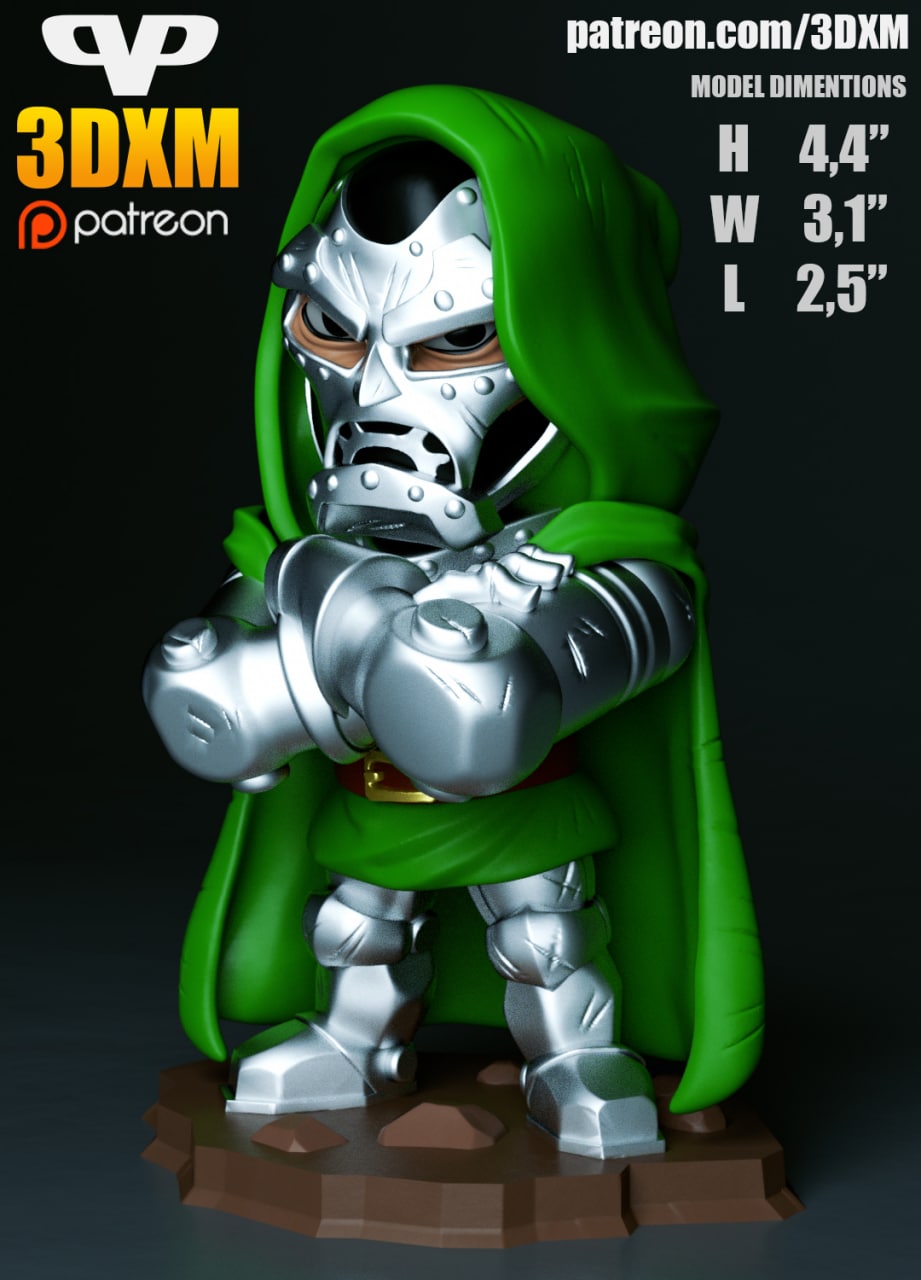 Dr. Doom Chibi STL file for 3D printing