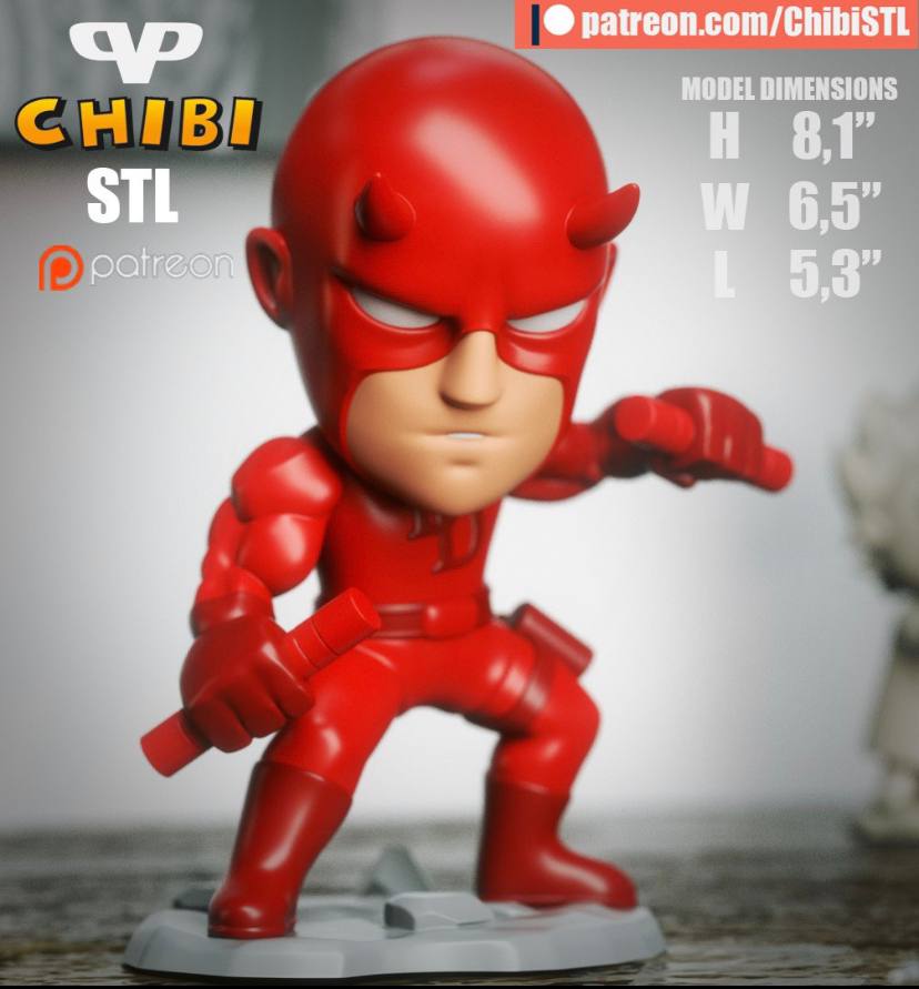 DareDevil Chibi STL file for 3D printing