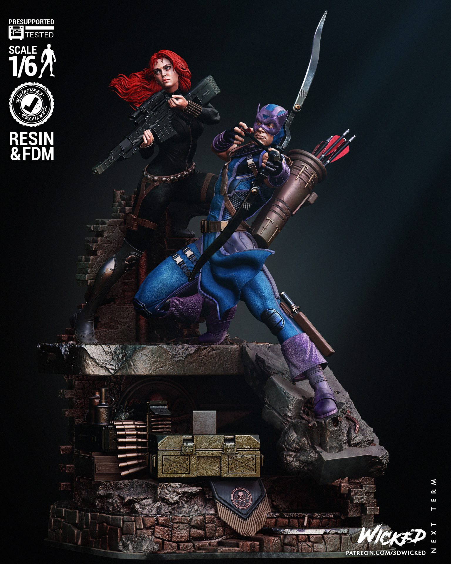 Hawkeye and Black Widow STL file for 3D printing