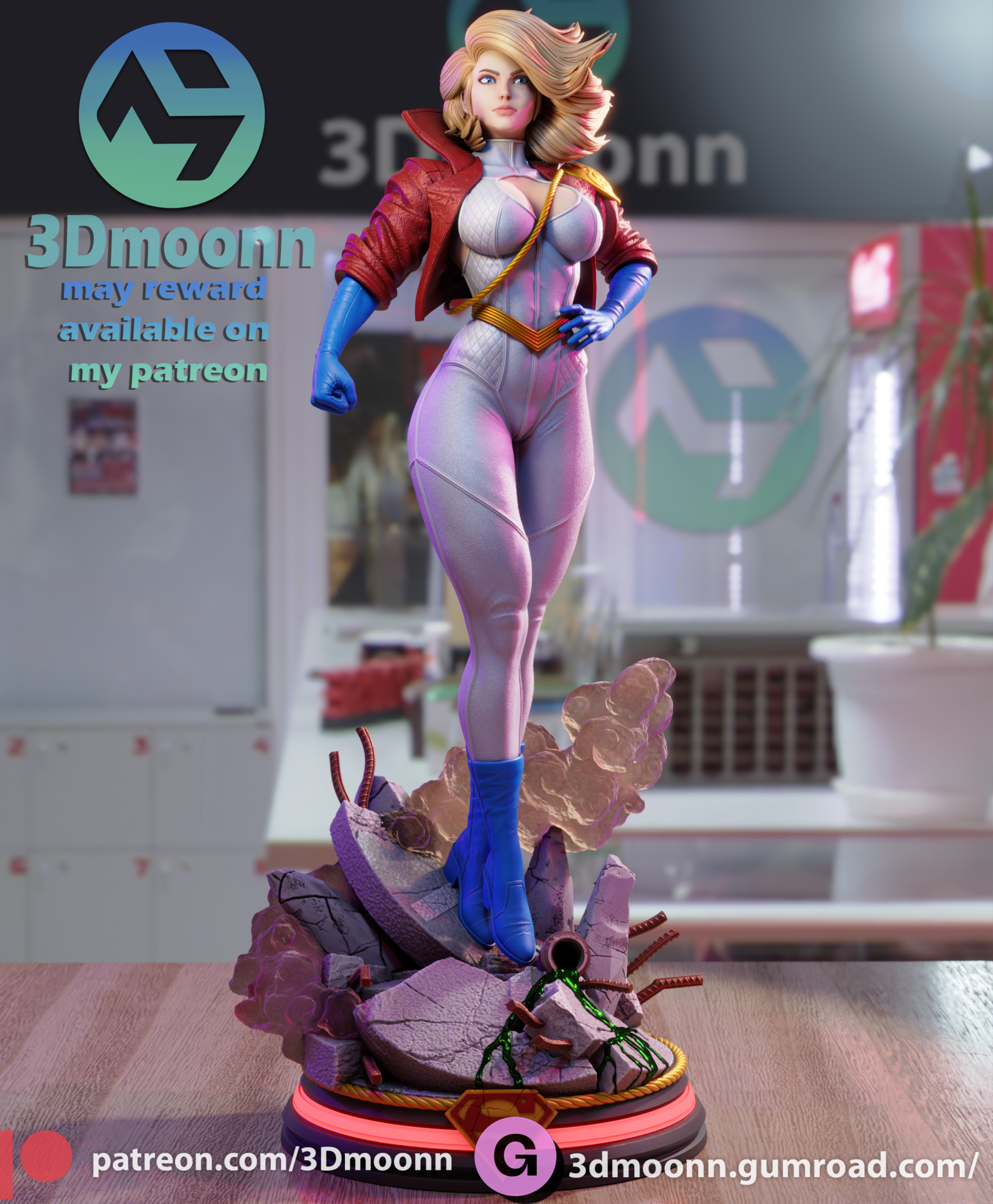 Power Girl - STL NSFW SFW 3D print model - Image 2