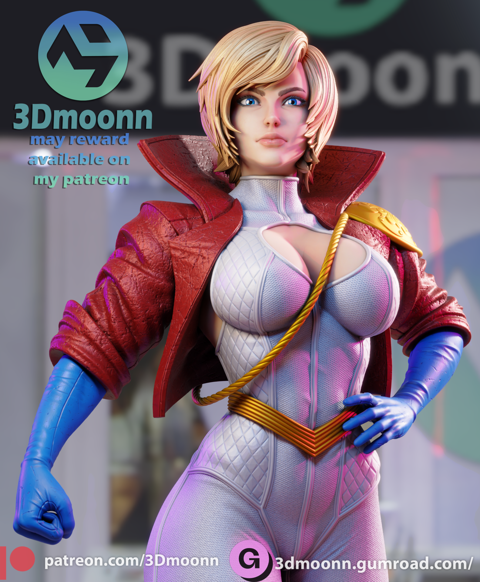 Power Girl - STL NSFW SFW 3D print model - Image 3