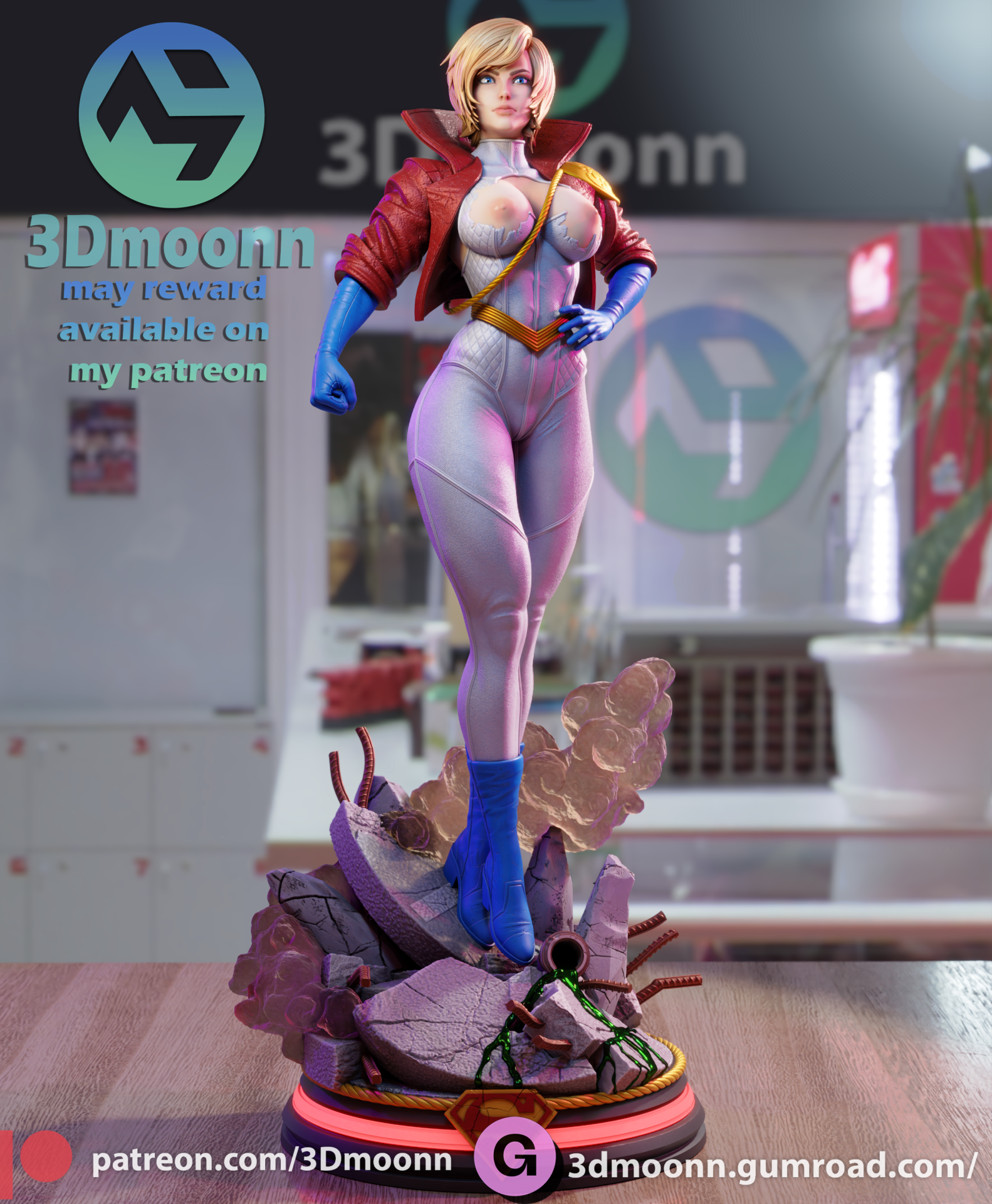 Power Girl - STL NSFW SFW 3D print model - Image 7
