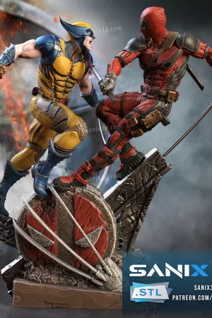 Deadpool vs Wolverine STL file for 3D printing