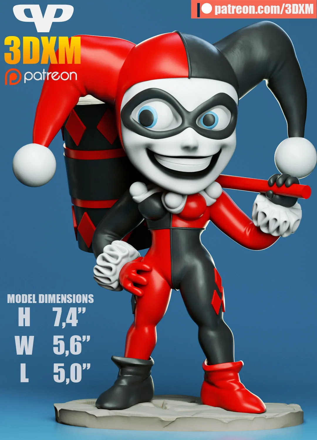 Harley Quinn Chibi STL file for 3D printing