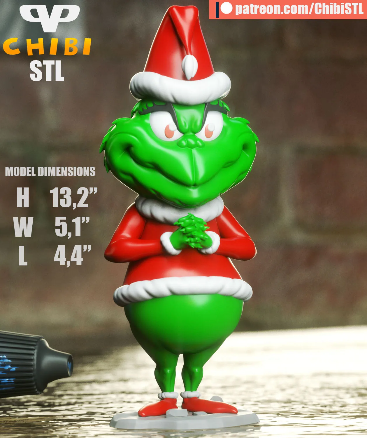 Grinch Chibi STL file for 3D printing