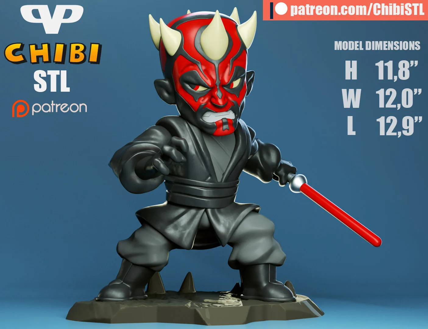Darth Maul Chibi STL file for 3D printing