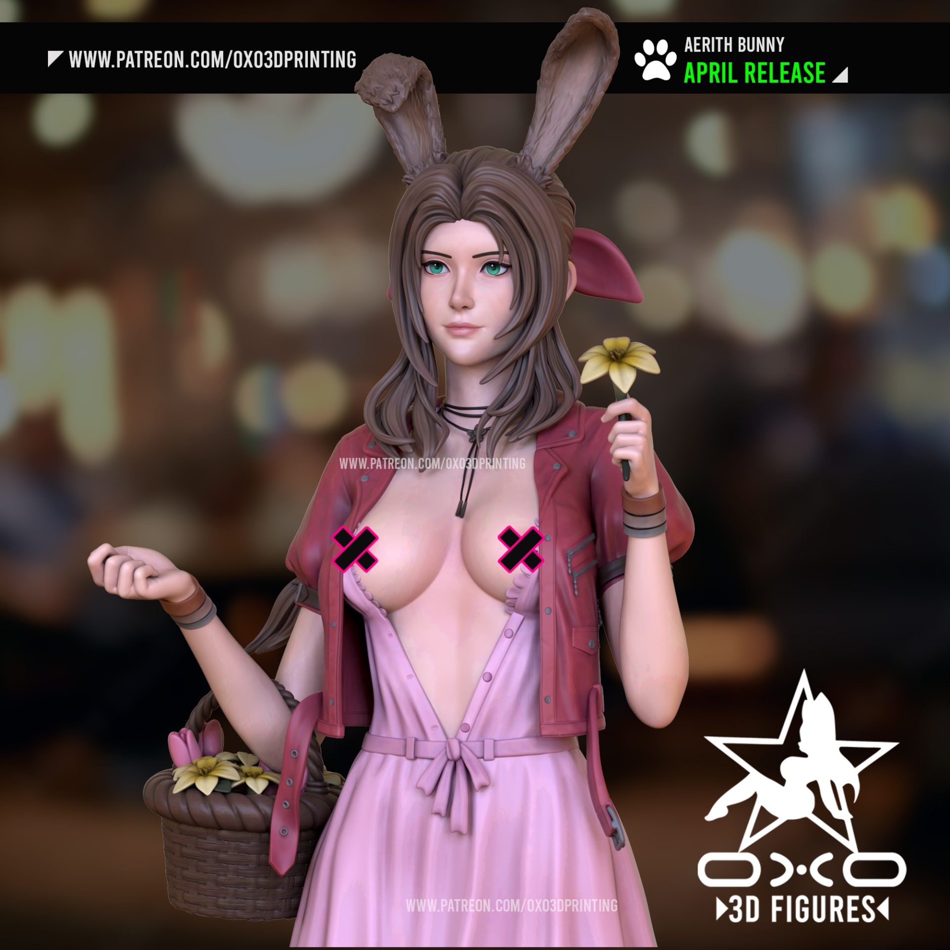 Aerith Bunny - STL NSFW-SFW 3D print model - Image 2
