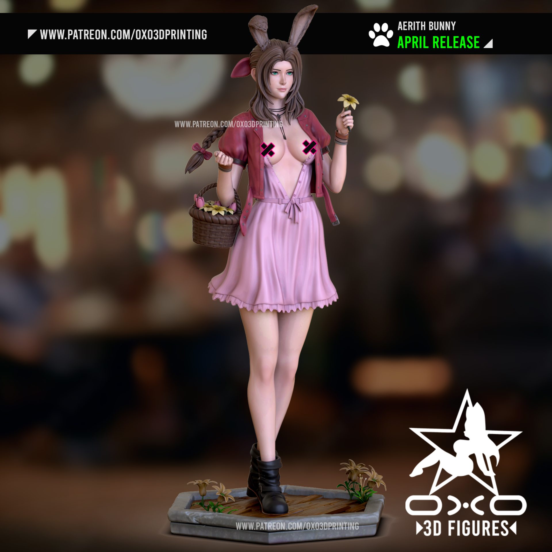 Aerith Bunny - STL NSFW-SFW 3D print model - Image 3