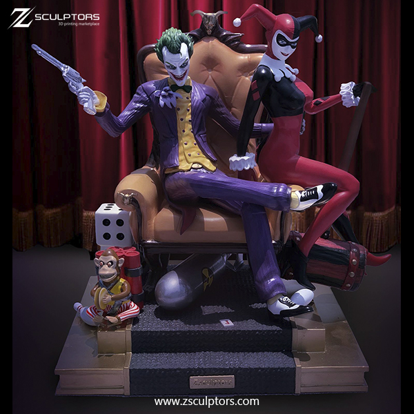 Joker and Harley Quinn Diorama STL file for 3D printing