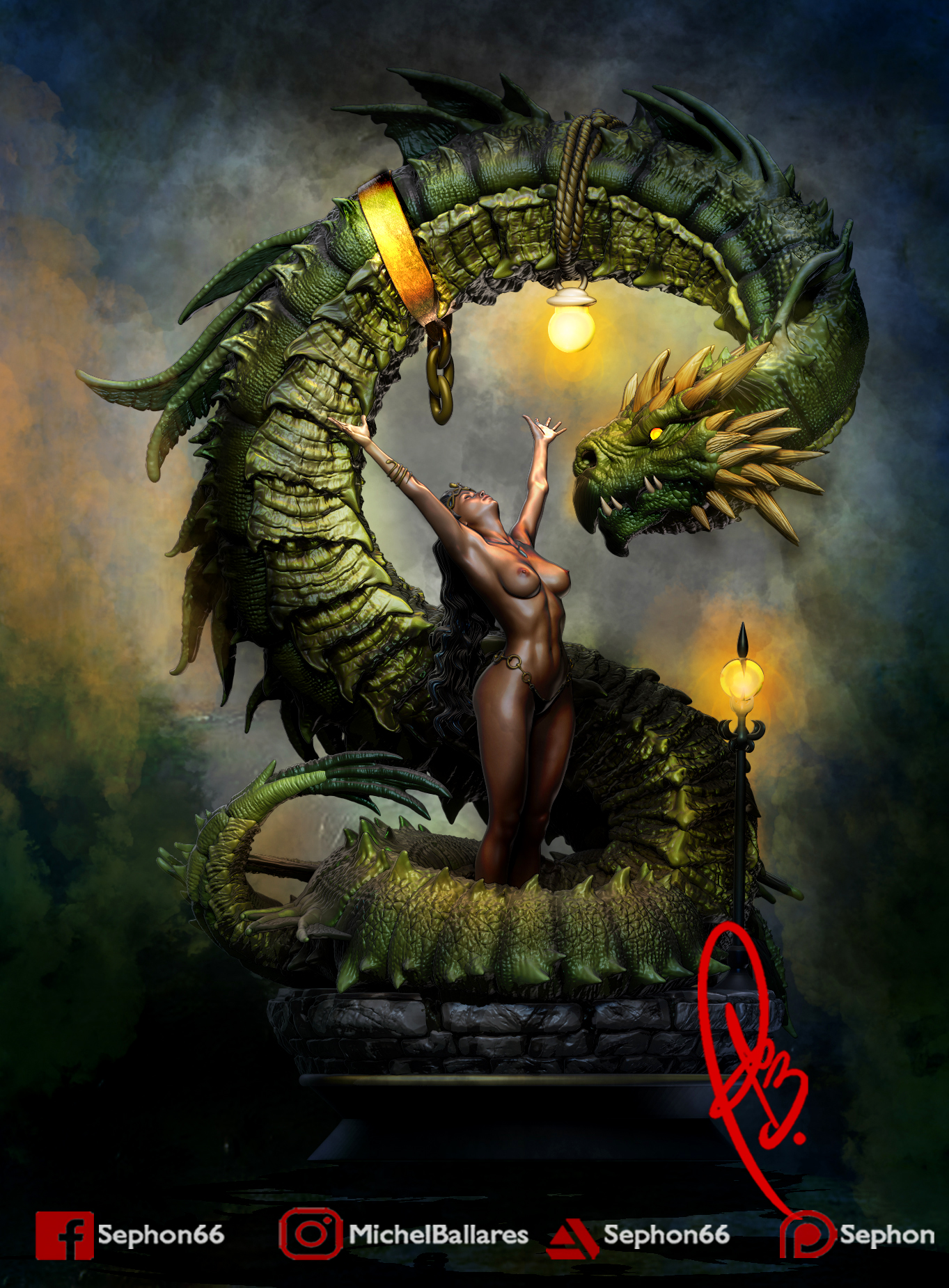 The Girl and The Dragon STL file for 3D printing