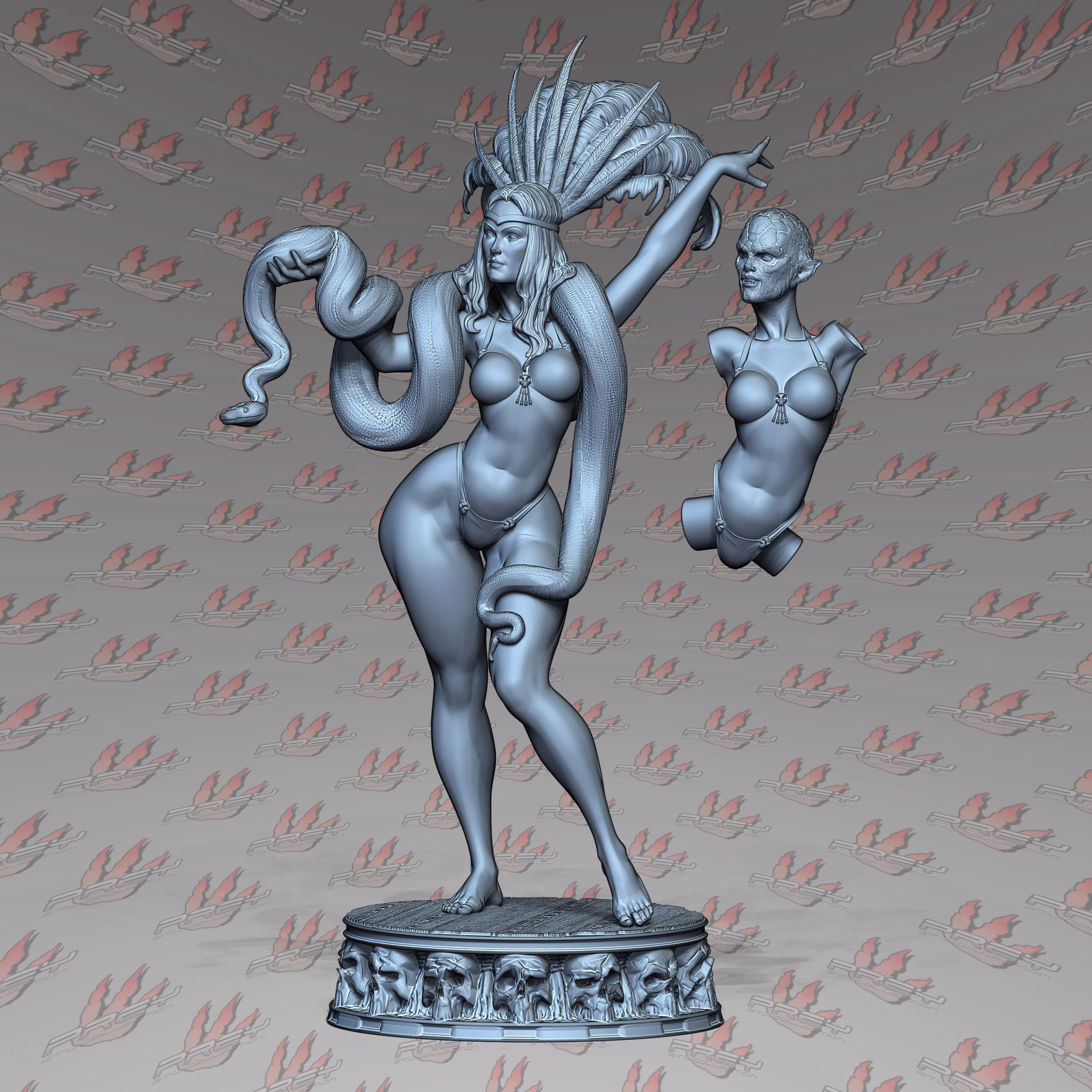 Satanic Snake Dancer Terror Girl STL Printable file - Image 5