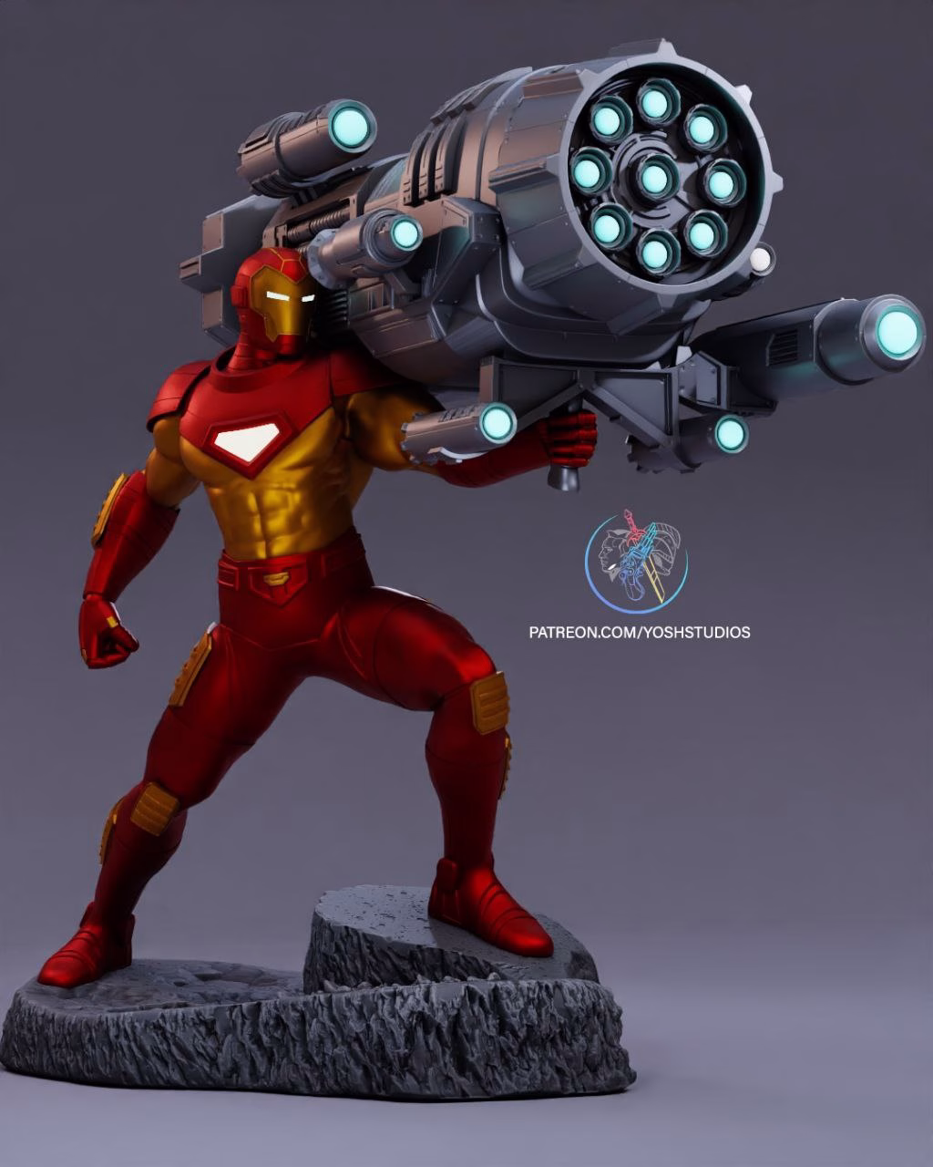 Iron Man Statue with Proton Cannon