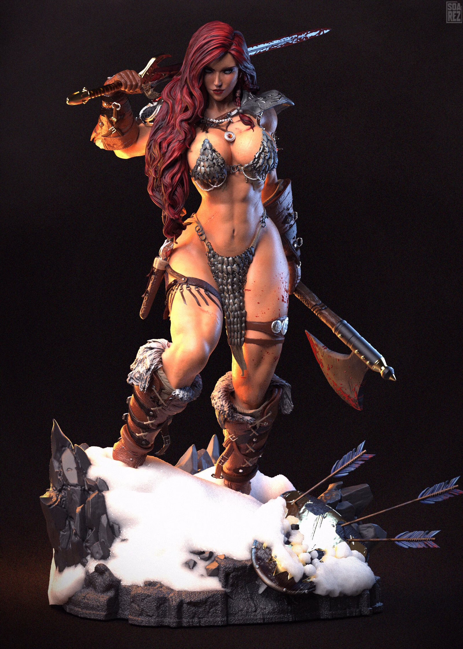 Red Sonja V2 STL File – 3D Printable Fantasy Figure - Image 6