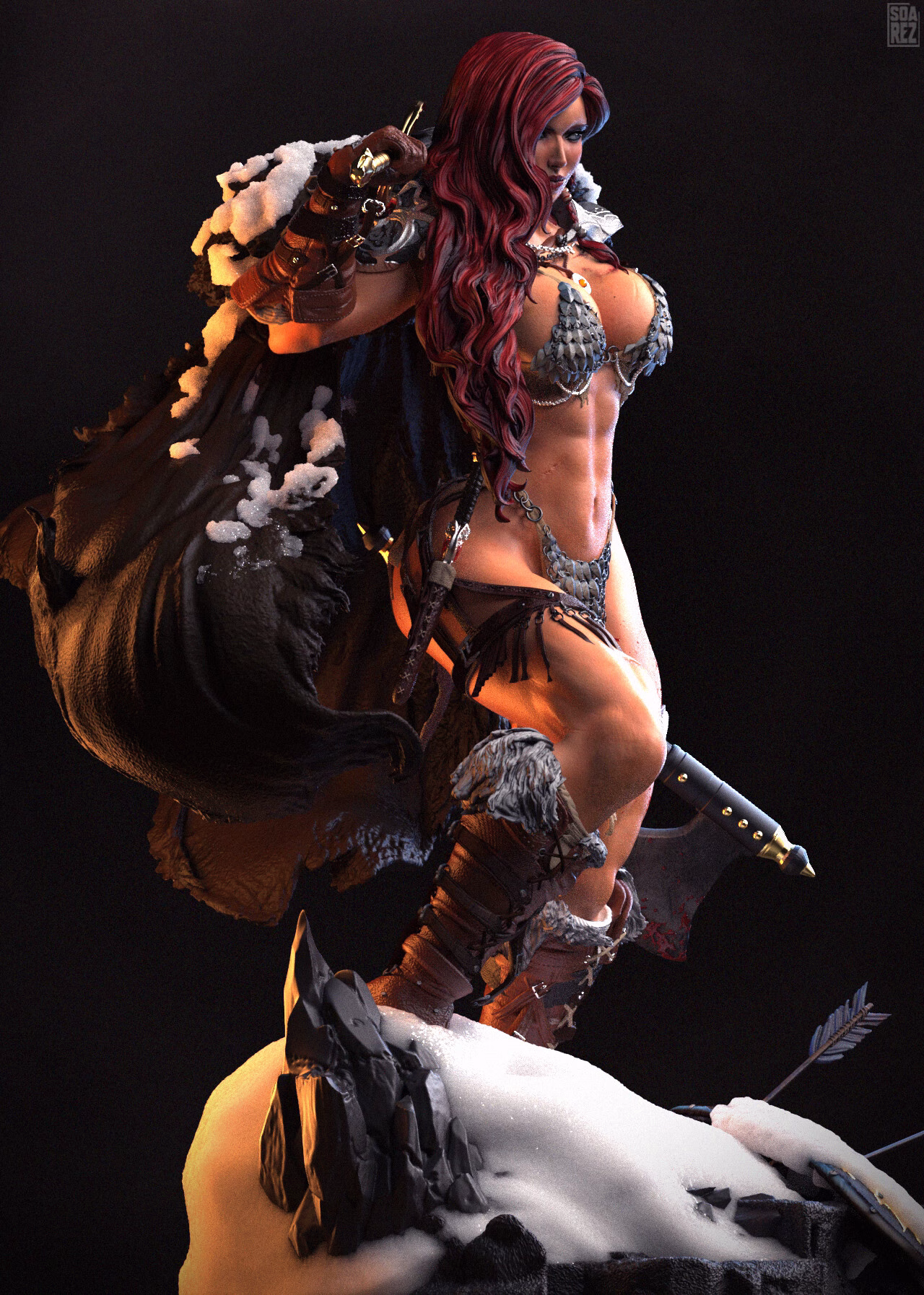 Red Sonja V2 STL File – 3D Printable Fantasy Figure - Image 8