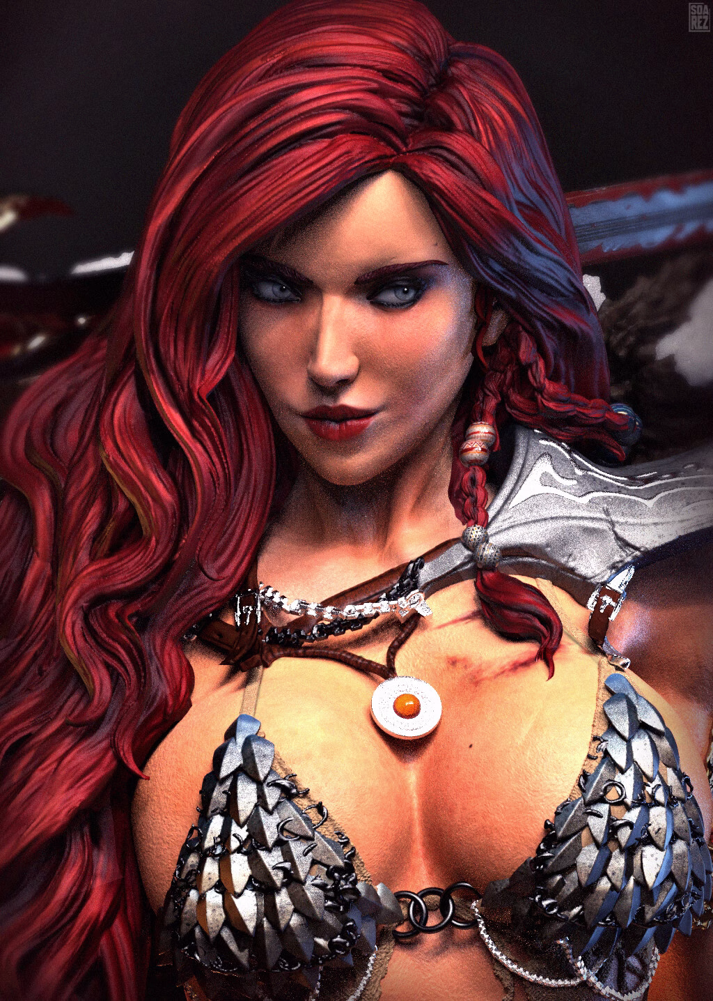 Red Sonja V2 STL File – 3D Printable Fantasy Figure - Image 11