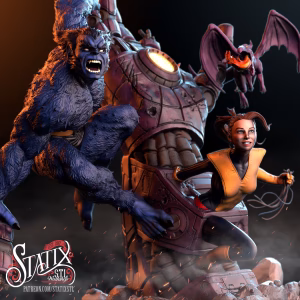 Beast Shadowcat and Lockheed Diorama