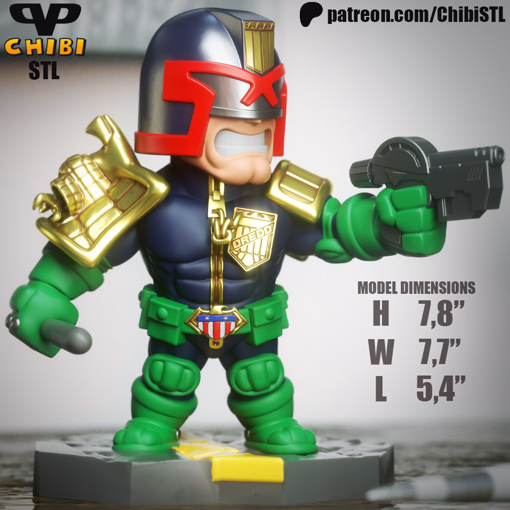 Judge Dredd Chibi STL file for 3D printing