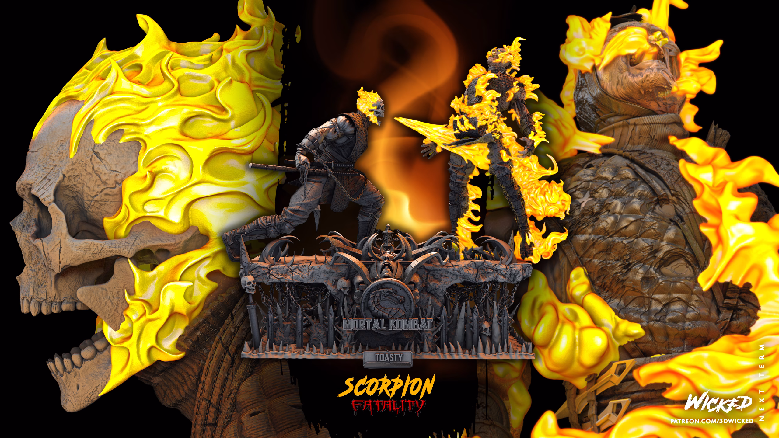 Scorpion Vs Sub Zero Diorama TOASTY Sculpture (VERIFIED) - Image 5