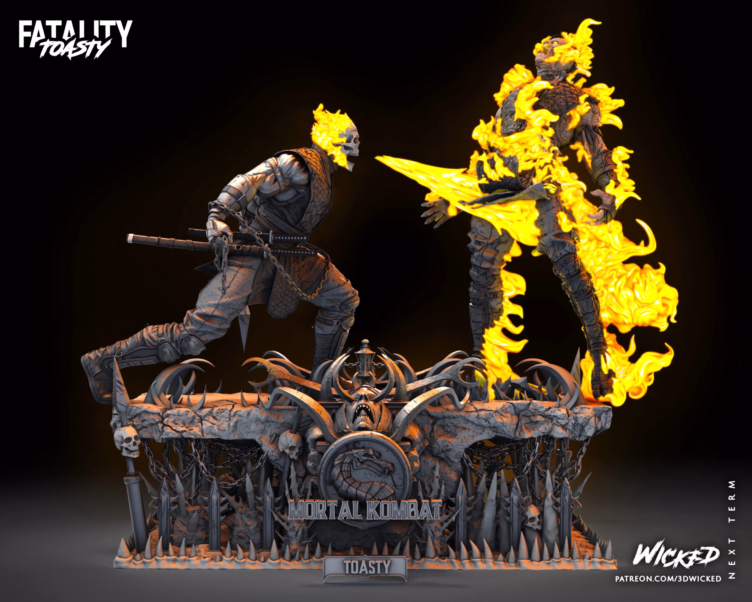 Scorpion Vs Sub Zero Diorama TOASTY Sculpture (VERIFIED) - Image 6