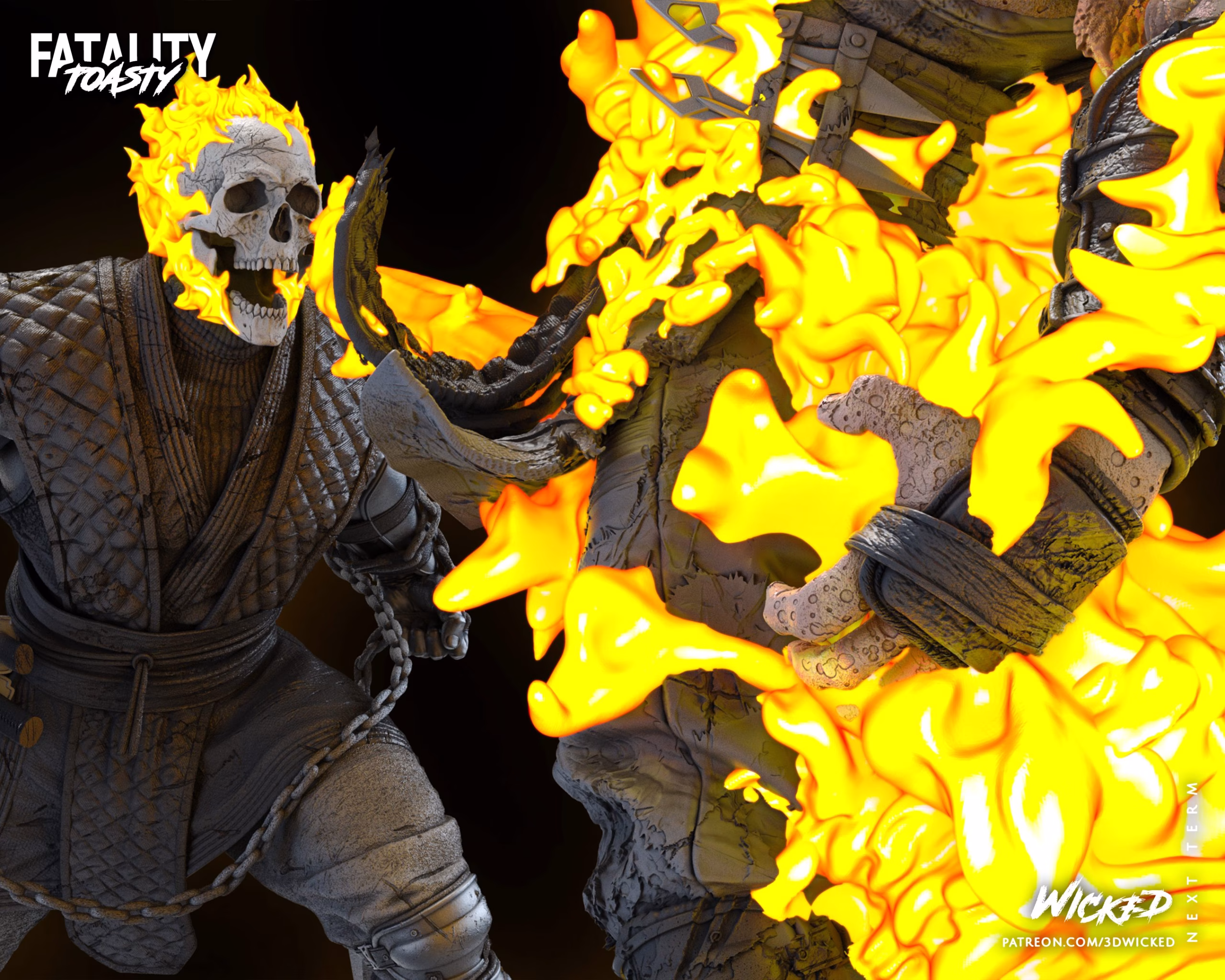 Scorpion Vs Sub Zero Diorama TOASTY Sculpture (VERIFIED) - Image 9