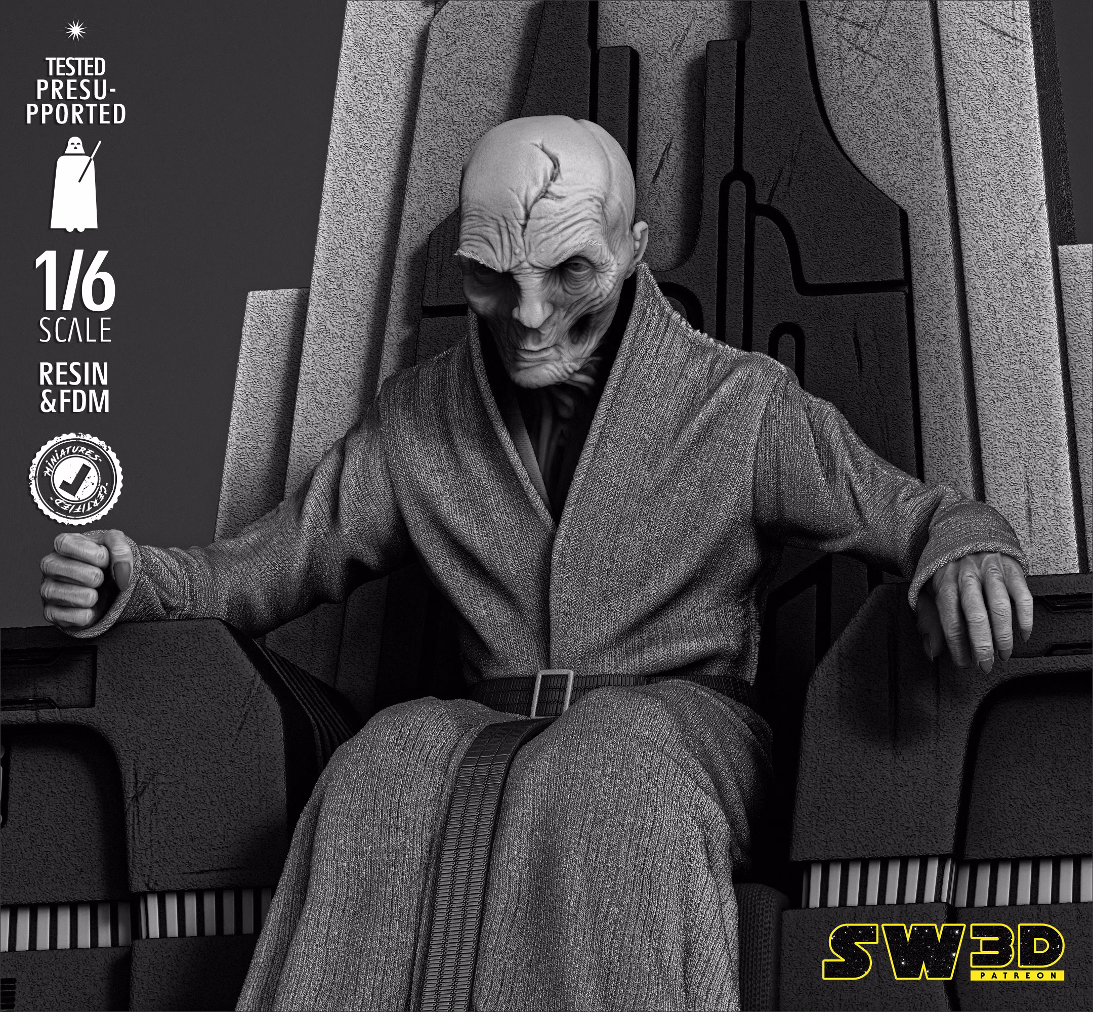 Lord Snoke Sculpture STL file for 3D printing