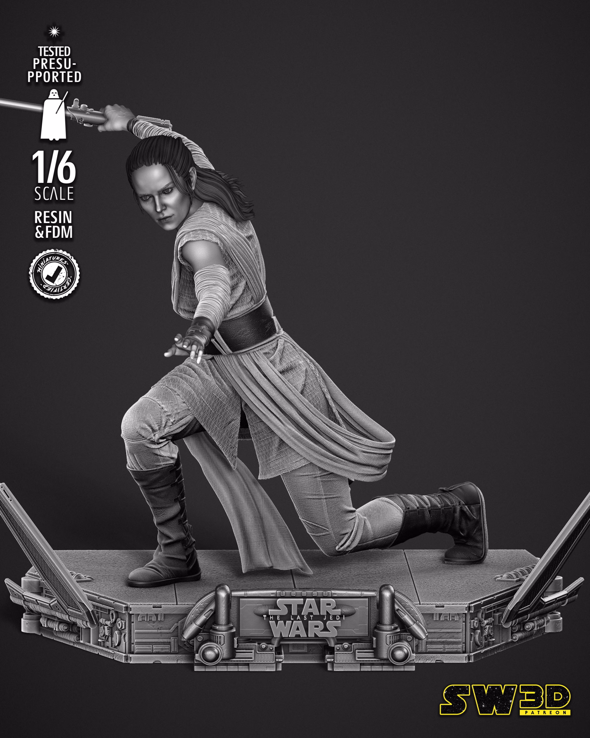 Rey Sculpture STL file for 3D printing