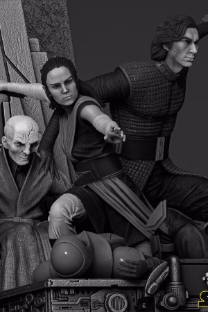 Kylo Ren and Rey Diorama STL file for 3D printing