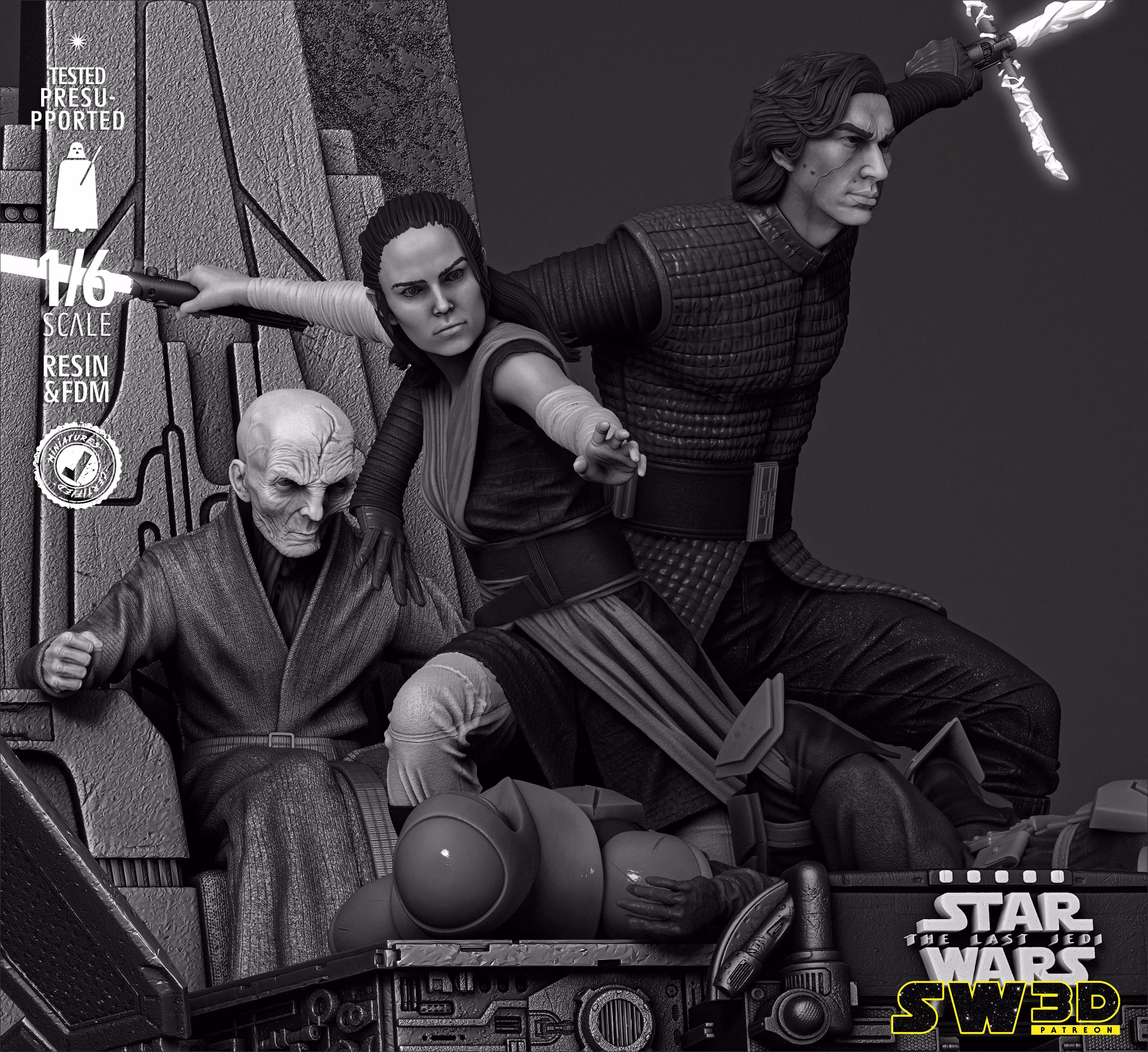 Kylo Ren and Rey Diorama STL file for 3D printing