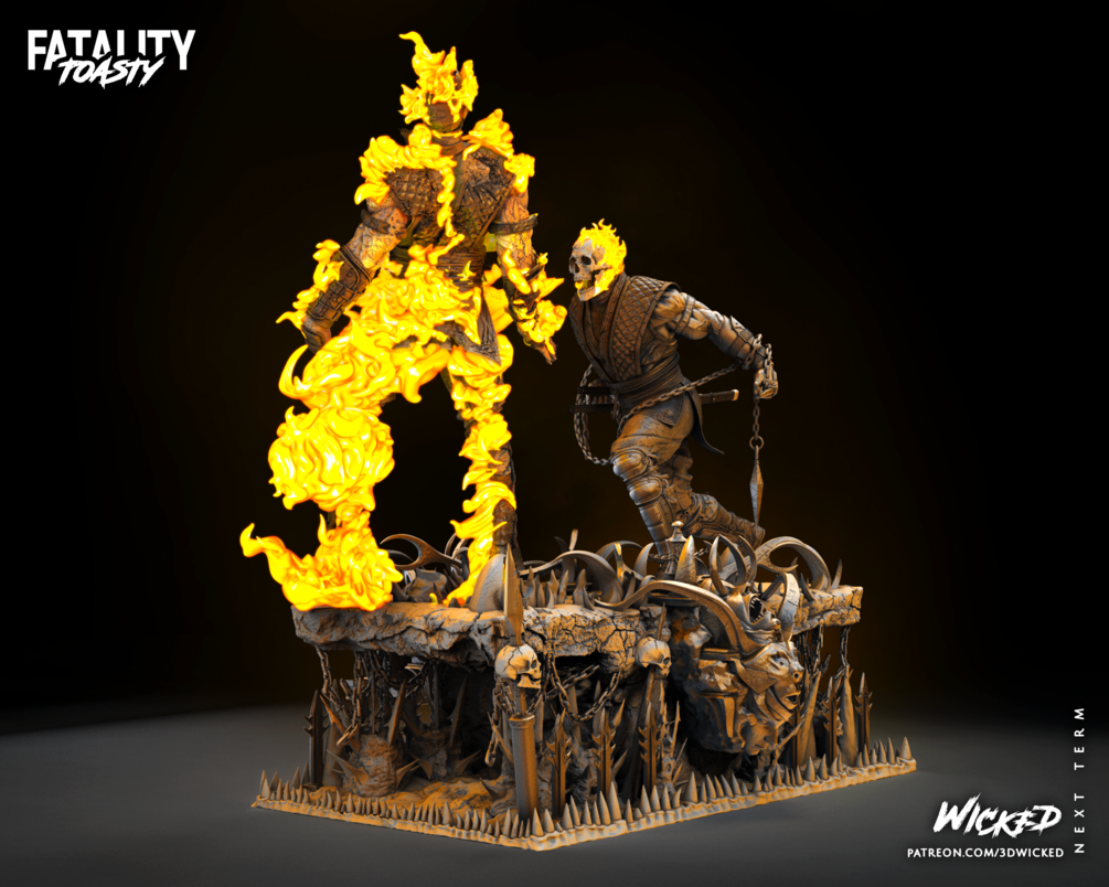 Scorpion Vs Sub Zero Diorama TOASTY Sculpture (VERIFIED) - Image 3