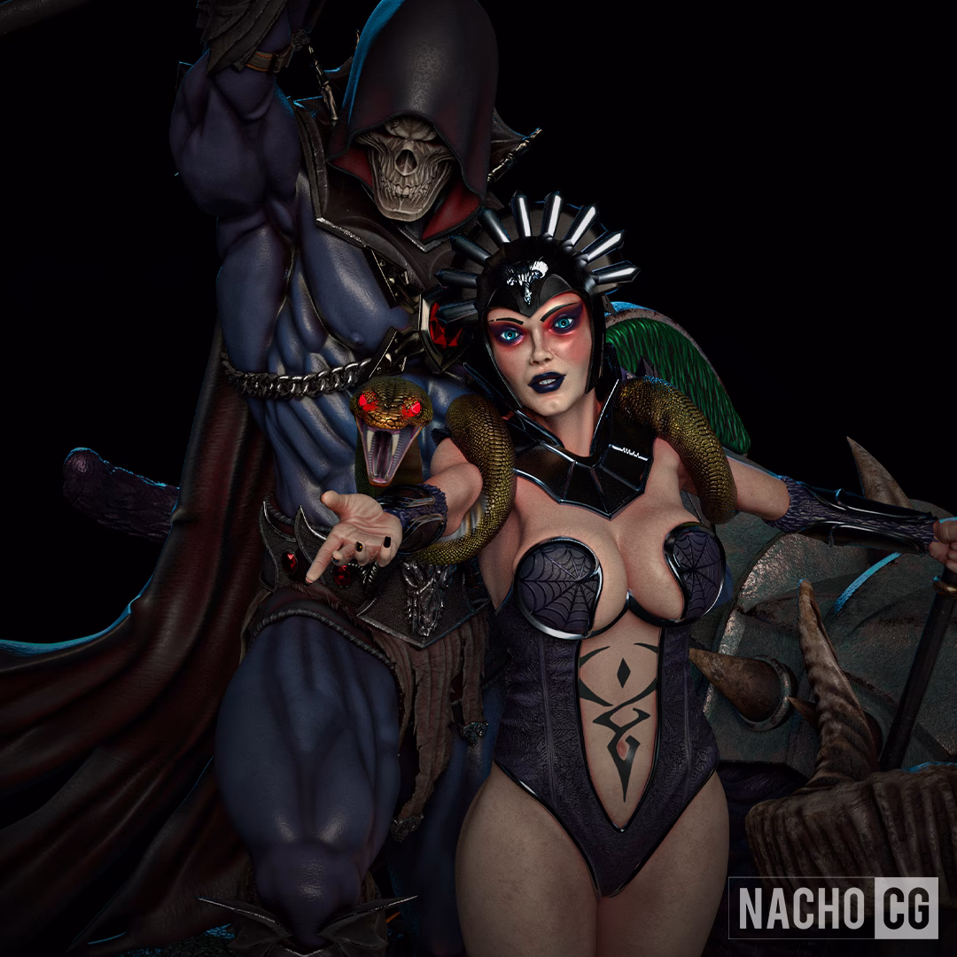 Skeletor Evillyn and Panthor Diorama