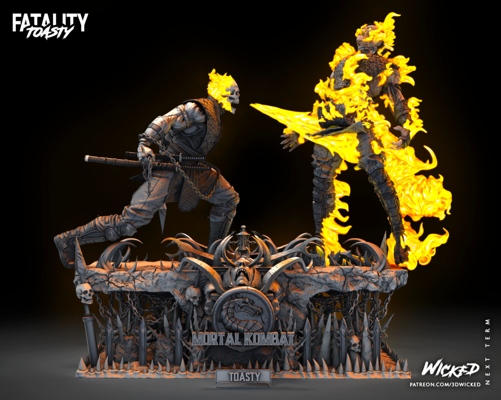 Scorpion Vs Sub Zero Diorama TOASTY Sculpture (VERIFIED) - Image 4