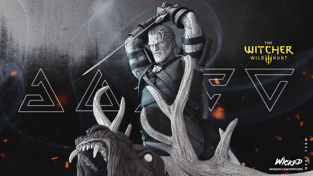 Geralt de Rivia and Ciri DIORAMA COMPLETE STL file for 3D printing