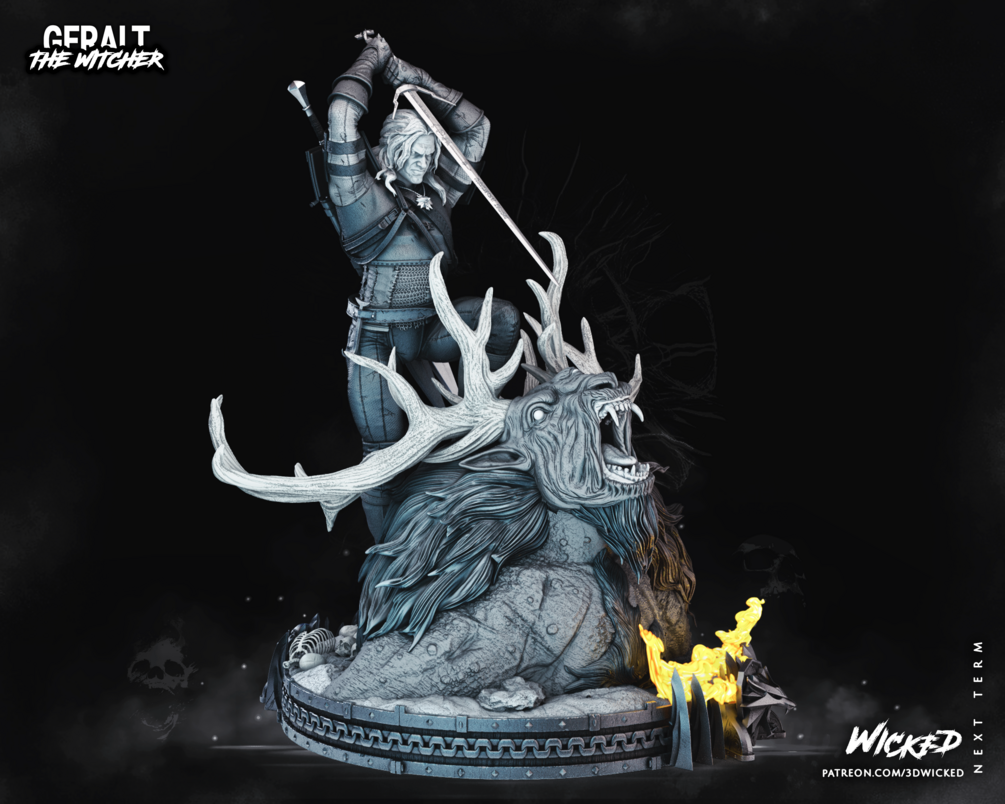 Geralt de Rivia Sculpture STL file for 3D printing