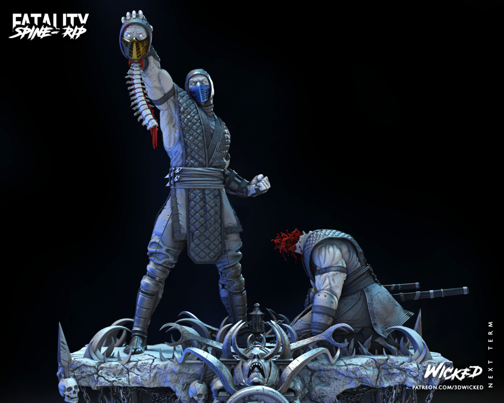 Sub-Zero Vs Scorpion Diorama SPINE RIP Sculpture (VERIFIED)