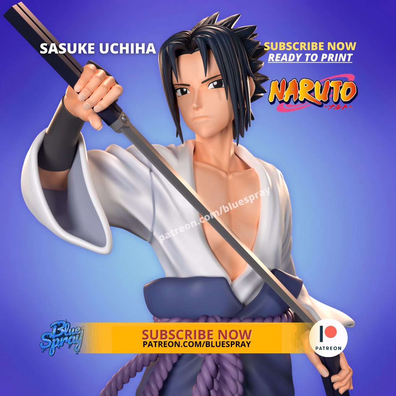 Sasuke Uchiha Sculpture Naruto STL file for 3D printing