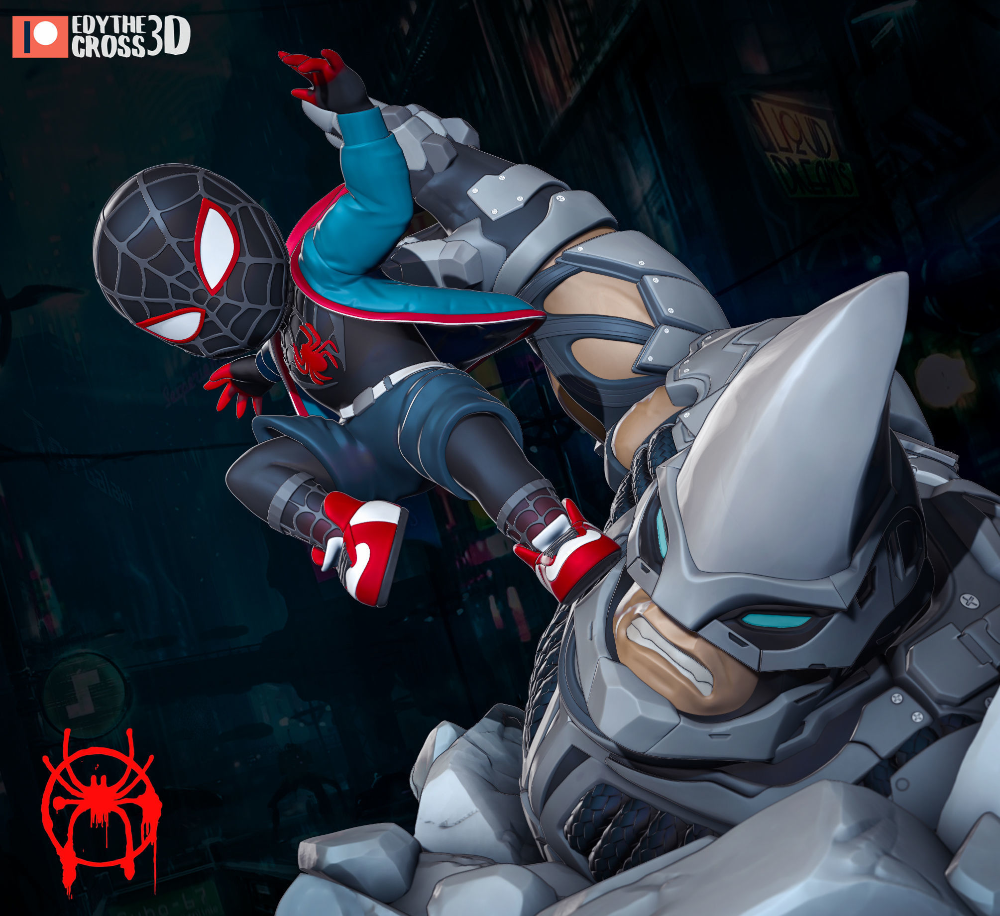 Miles Morales - Spiderman vs Rhino STL file for 3D printing