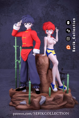 Ranma 1/2 diorama STL file for 3D printing