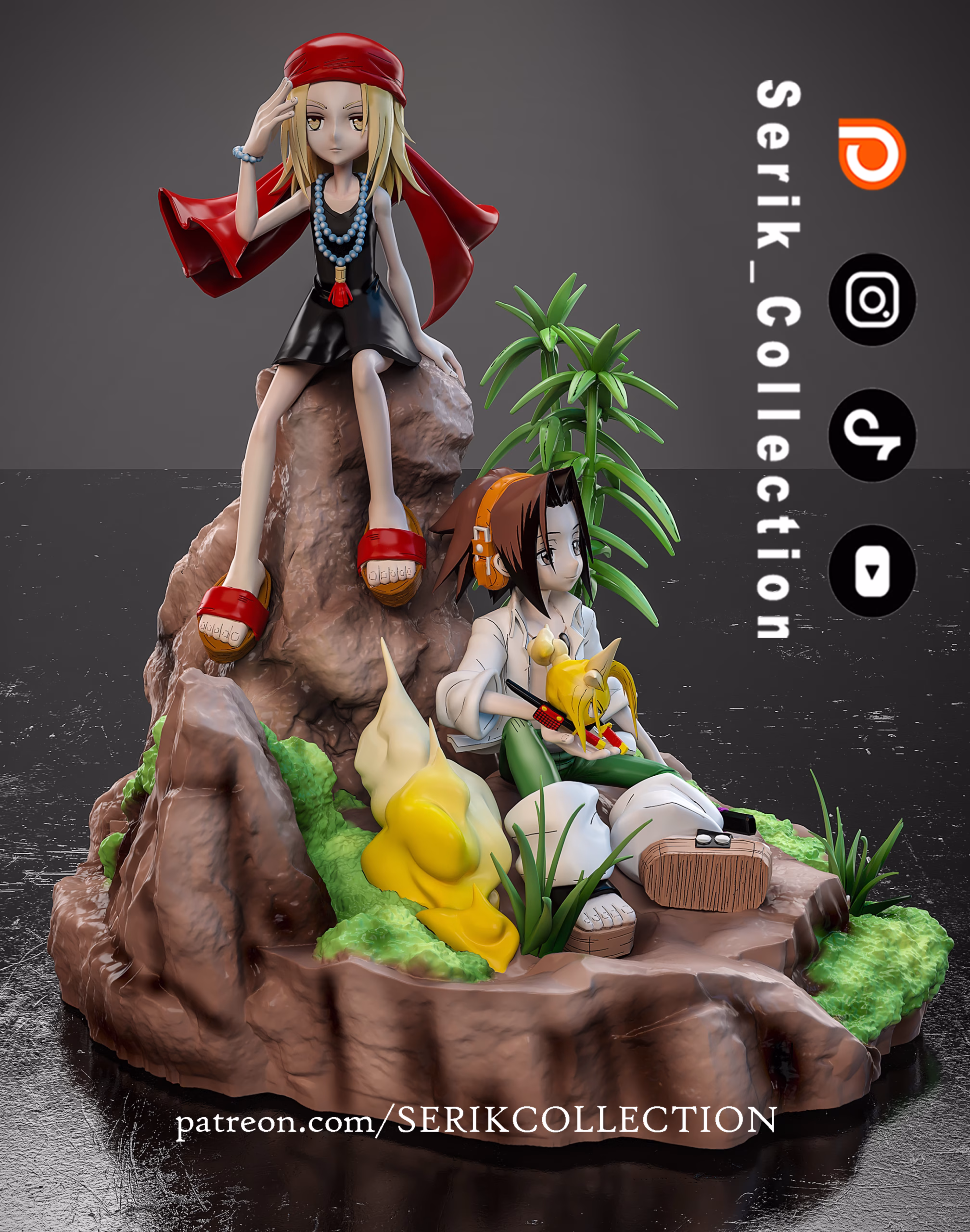 Anna & Yoh - Shaman King Diorama STL file for 3D printing