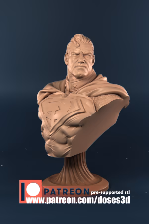 Red Superman Bust STL file for 3D printing